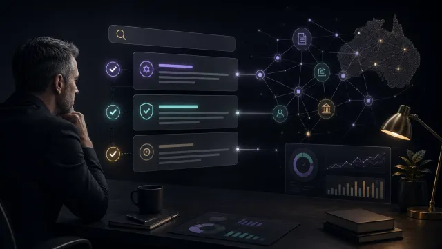 Dark illustration of verified AI search claims and trust signals
