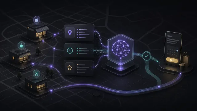 Local business data flowing into an AI-led action