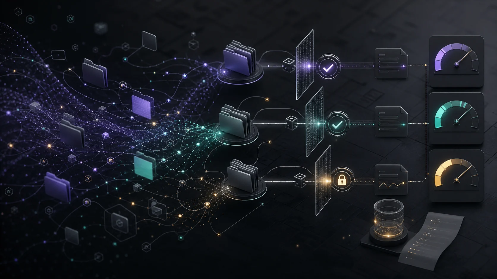 Dark premium illustration of governed AI agent memory and approval controls